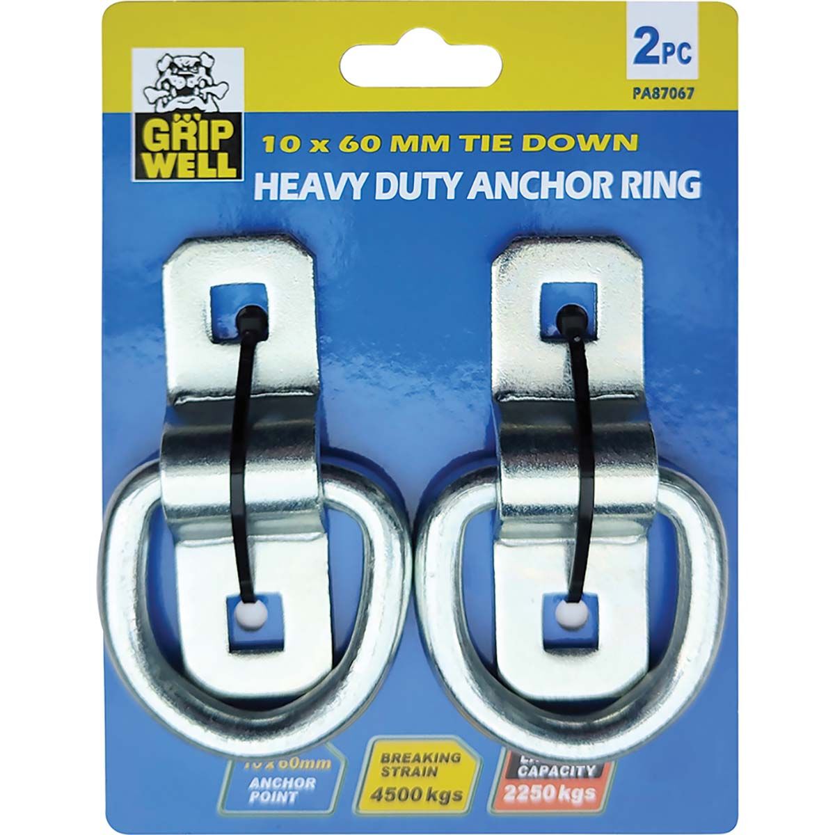 Gripwell 2250kg Heavy Duty Anchor Ring 2 Pack, , bcf_hi-res
