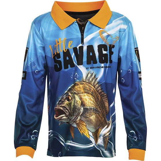 Savage Gear Kid's Little Savage Fishing Shirt, Blue, bcf_hi-res