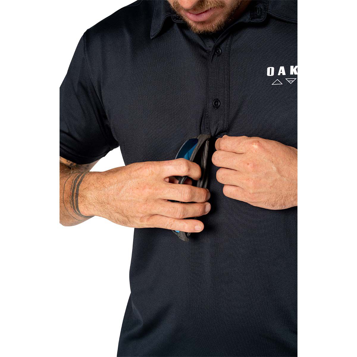 Oakley Men&rsquo;s Elements Short Sleeve Tech Polo, Blackout, bcf_hi-res