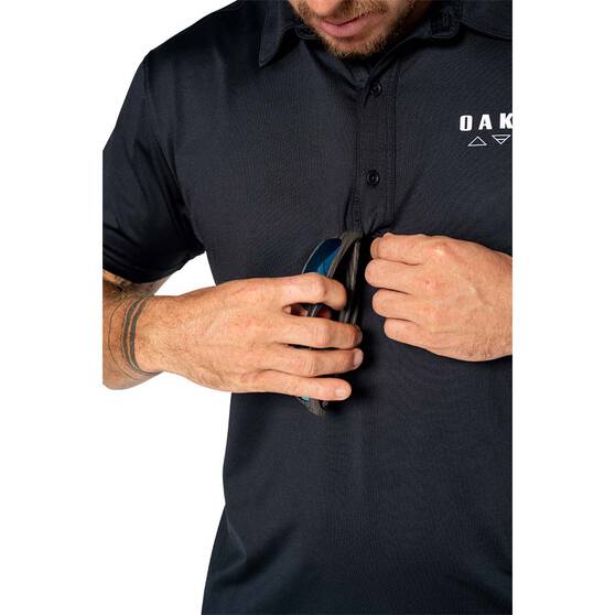 Oakley Men’s Elements Short Sleeve Tech Polo, Blackout, bcf_hi-res