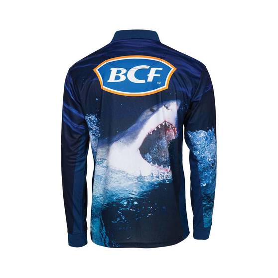 BCF Men's Shark Sublimated Polo, Navy, bcf_hi-res