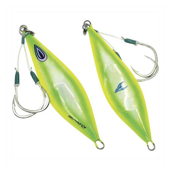 Ocean's Legacy Roven Rigged Jig Lure 90g Lime Green Glow, Lime Green Glow, bcf_hi-res