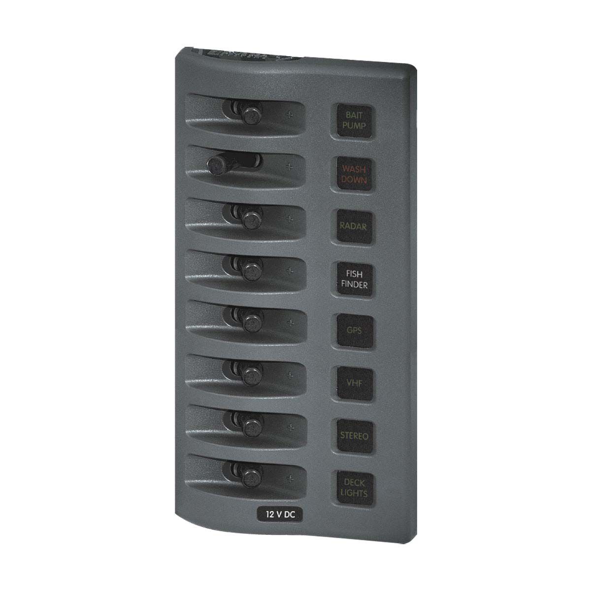 Blue Sea Systems 8 way WeatherDeck Gray Switch Panel - Fused, , bcf_hi-res