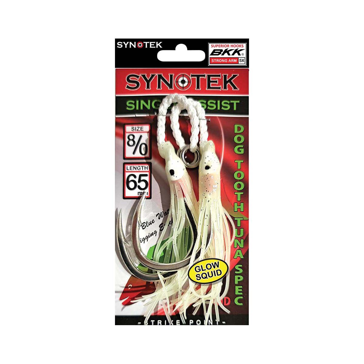 Synotek Single Assist Hooks 8/0 6.5cm Full Glow, Full Glow, bcf_hi-res