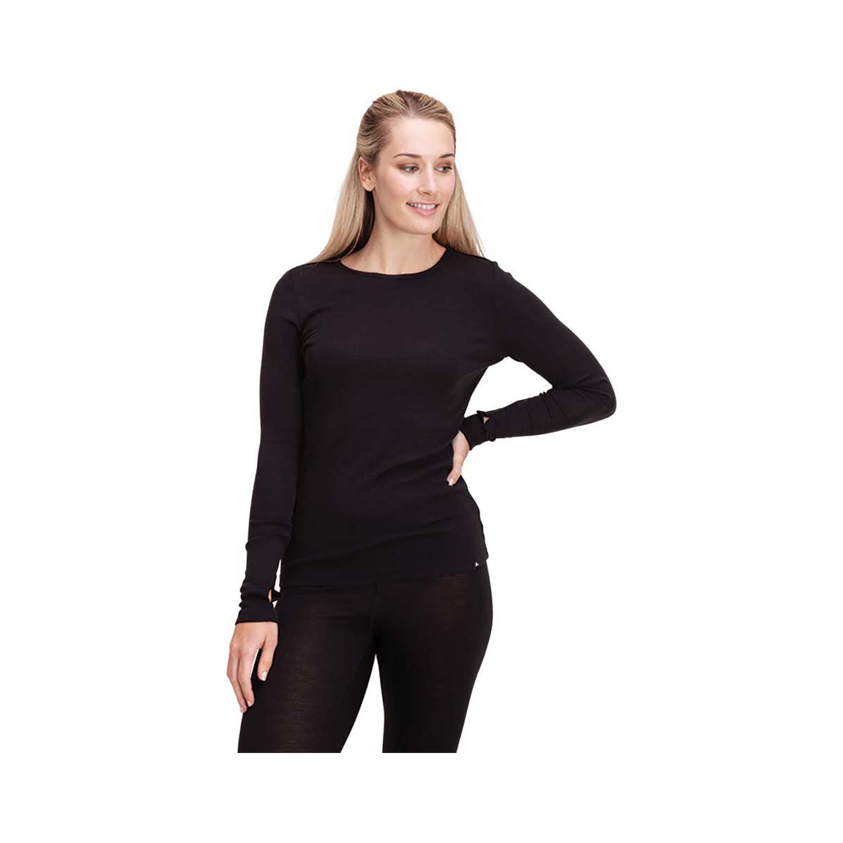 Macpac Women's 220 Merino Long Sleeve Tee, Black, bcf_hi-res