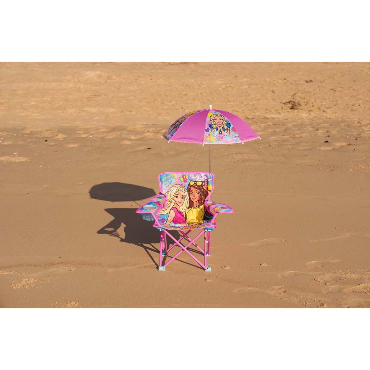 Barbie Kids Camp Chair with Umbrella 30kg, , bcf_hi-res