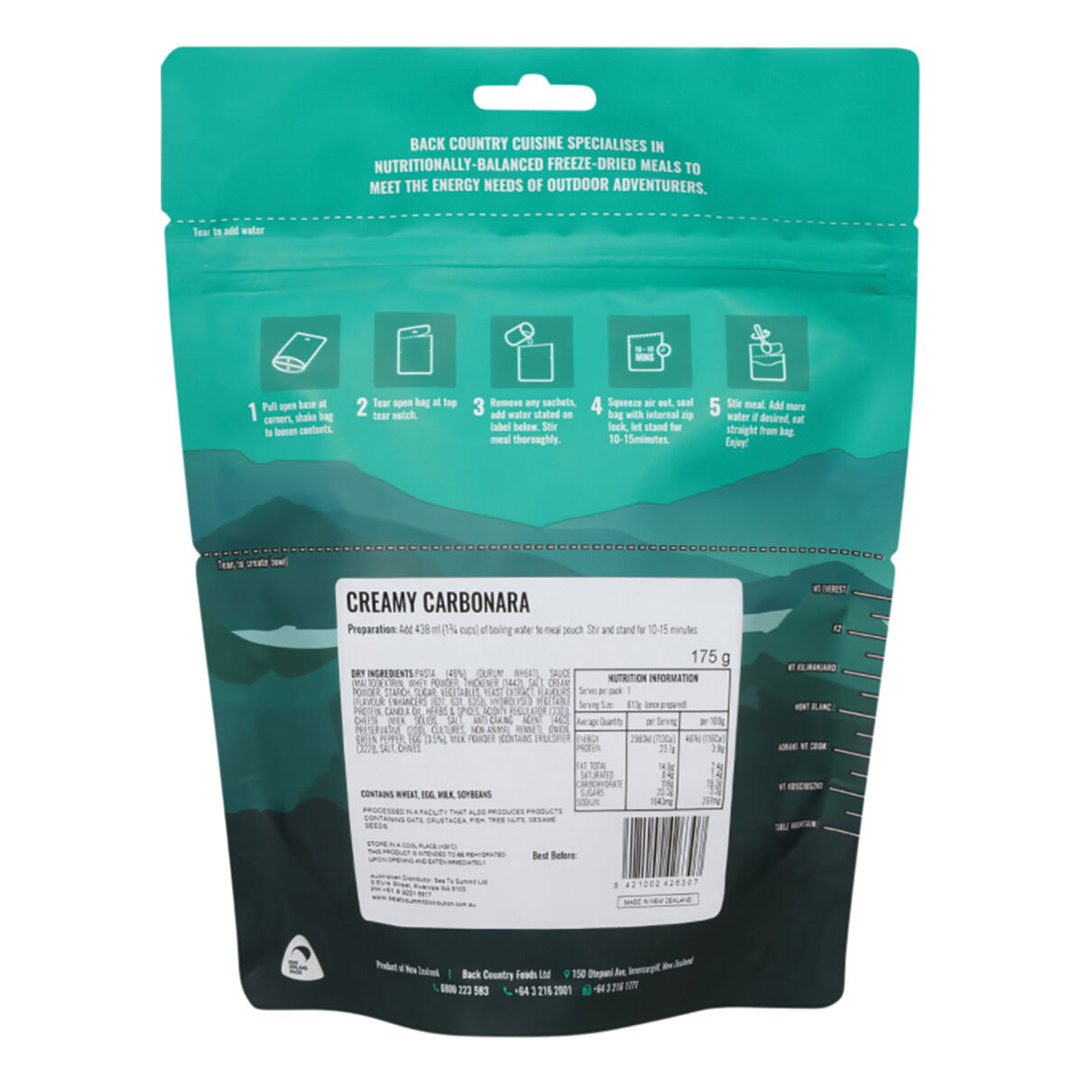 Back Country Cuisine Freeze Dried Creamy Carbonara 2 Serve, , bcf_hi-res