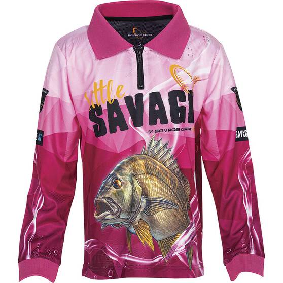 Savage Gear Kids' Little Savage Fishing Shirt, Pink, bcf_hi-res