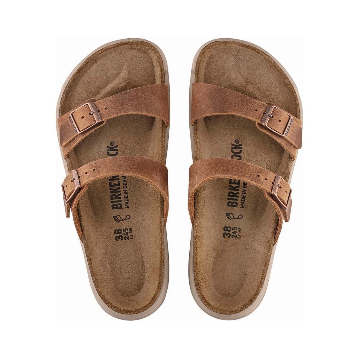Birkenstock Women&rsquo;s Sierra Narrow Cross Town Oiled Leather Sandals, Brown, bcf_hi-res