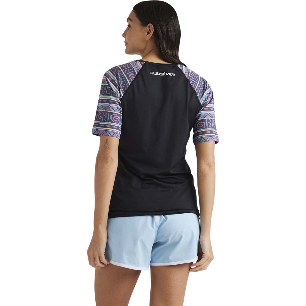 Quiksilver Women's Short Sleeve Rashie, Black, bcf_hi-res