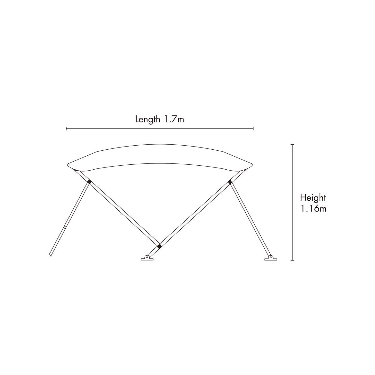 Bowline Navy Bimini Kit 2 Bow 1.3-1.5m, , bcf_hi-res