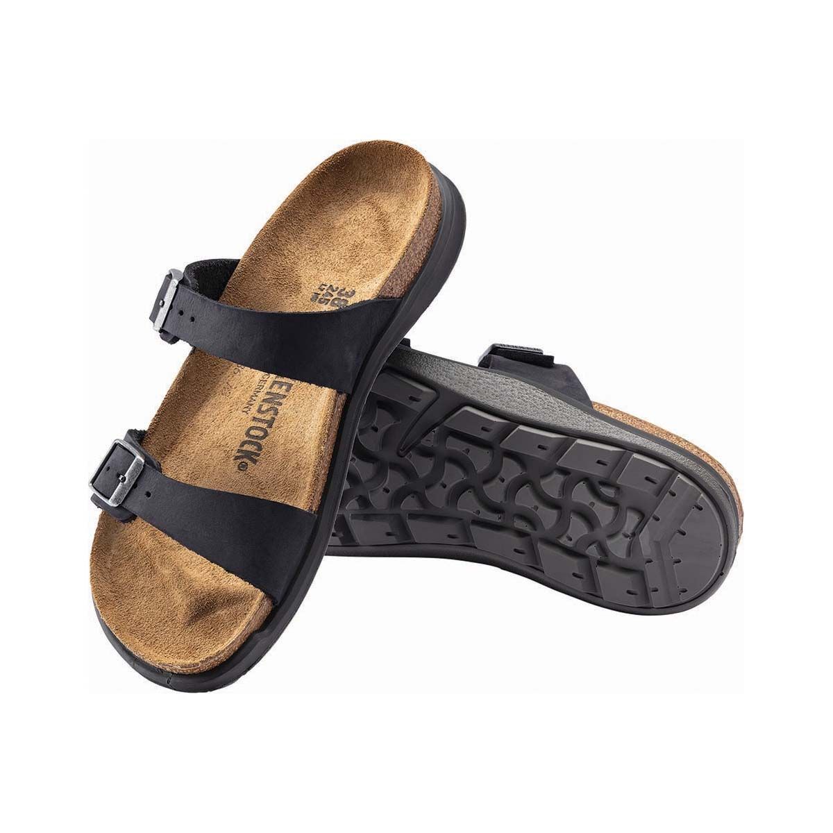 Birkenstock Women&rsquo;s Sierra Narrow Cross Town Oiled Leather Sandals, Black, bcf_hi-res