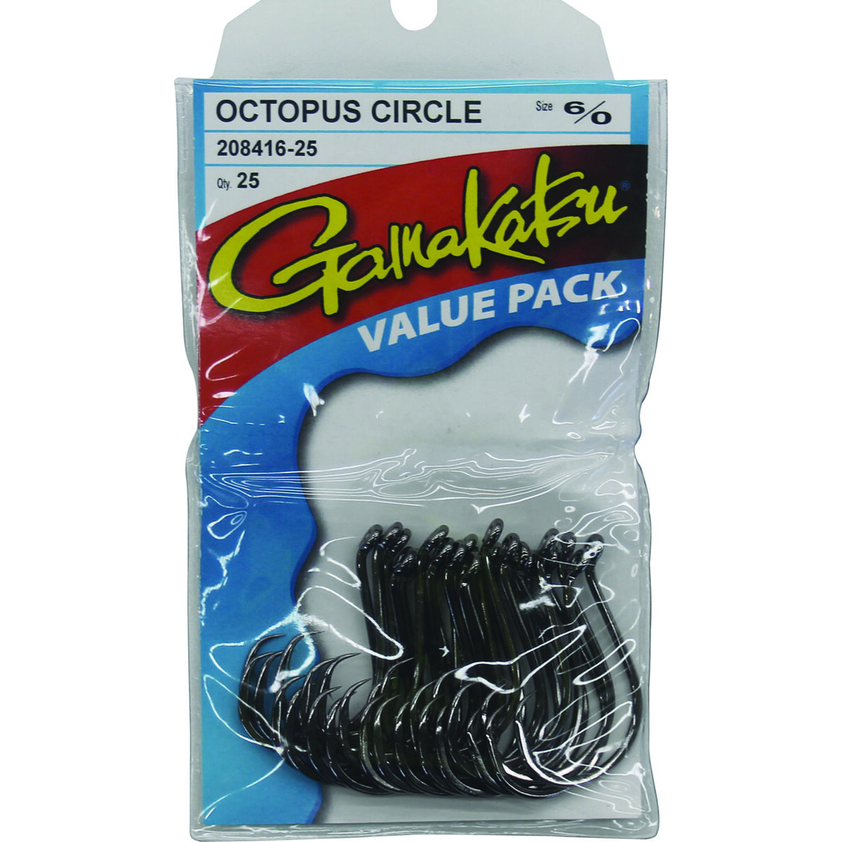 New Gamakatsu 6//0 Octopus Value Pack 25 Fish Hooks