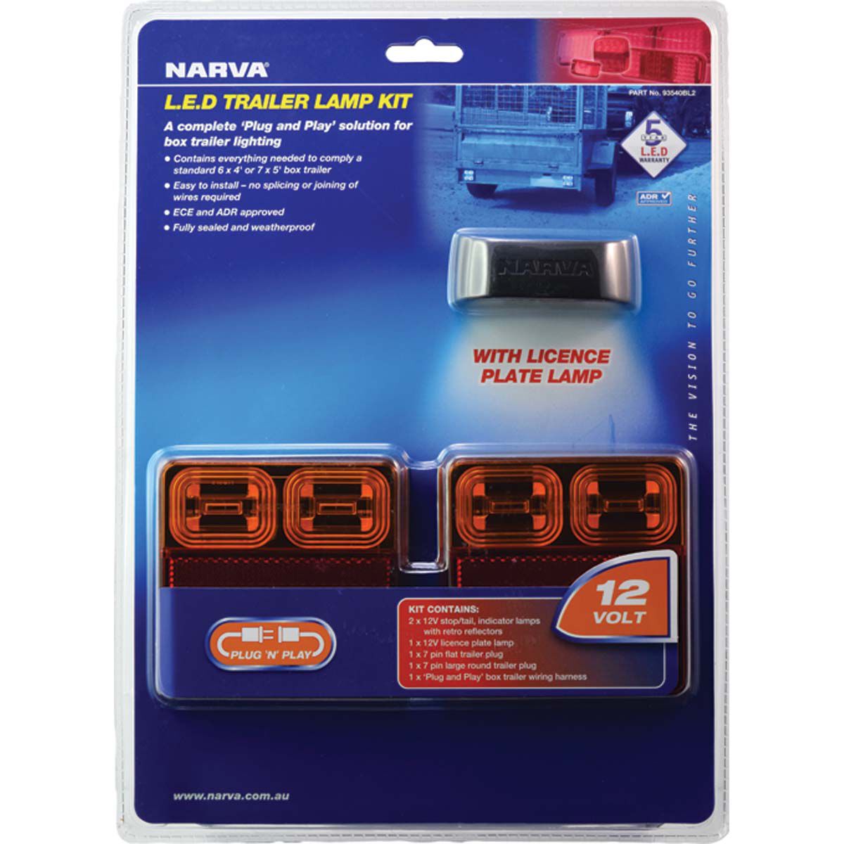 Narva 12V Box Trailer Lamp Plug & Play Kit Square Lamps MDL35, , bcf_hi-res