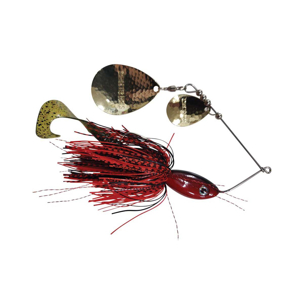 Gangster Dam Buster Spinner Bait Lure Brass 2.5oz Red Black BCF