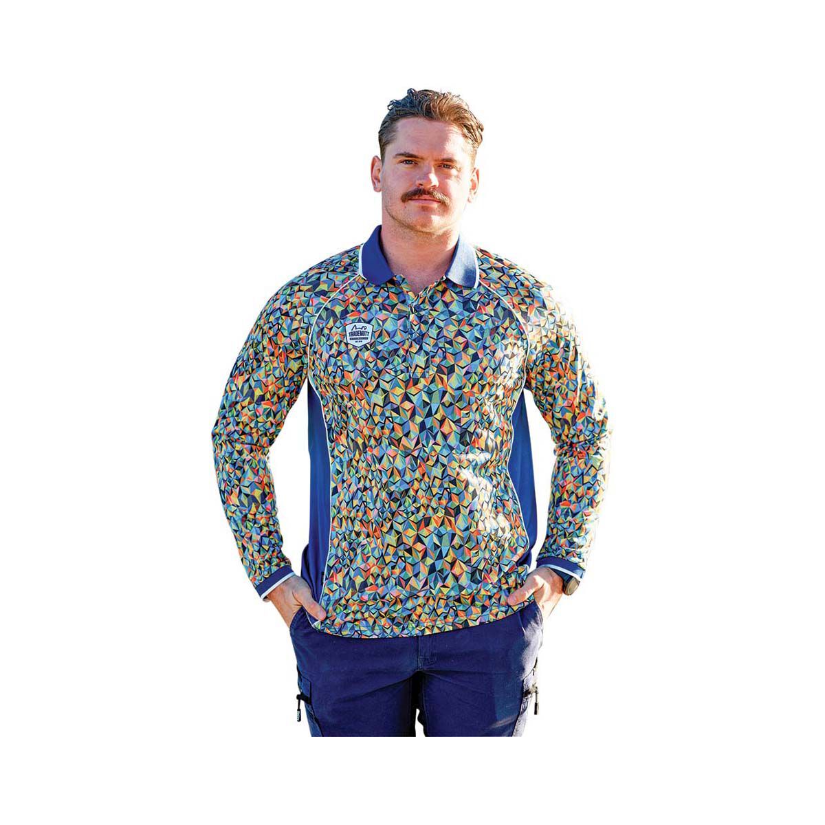 TradeMutt Men's Graphic Long Sleeve Polo, , bcf_hi-res