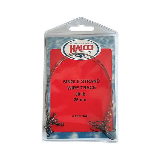 Halco Single Strand 58lb Trace Wire 25cm - 5pk, , bcf_hi-res