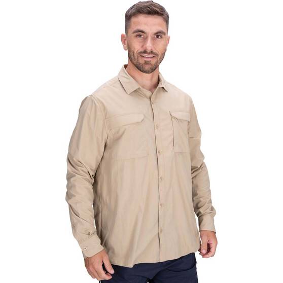 Macpac Men's brrr° UPF Long Sleeve Shirt, Beige, bcf_hi-res
