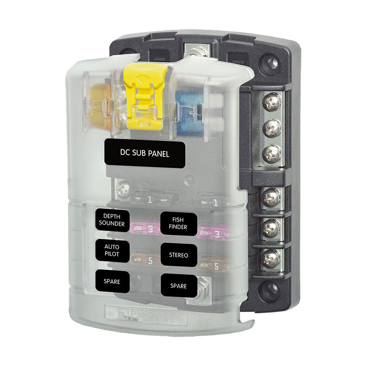 Blue Sea Systems ST Blade Fuse Block - 6 Circuit with Negative Bus and Cover, , bcf_hi-res