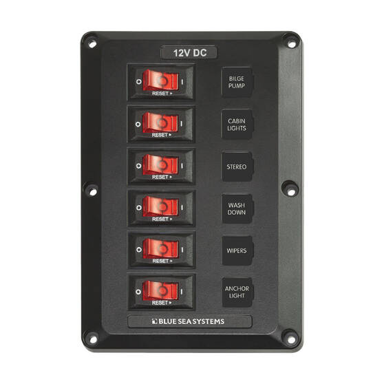 Blue Sea Systems BelowDeck Circuit Breaker 6 Switch Panel, , bcf_hi-res