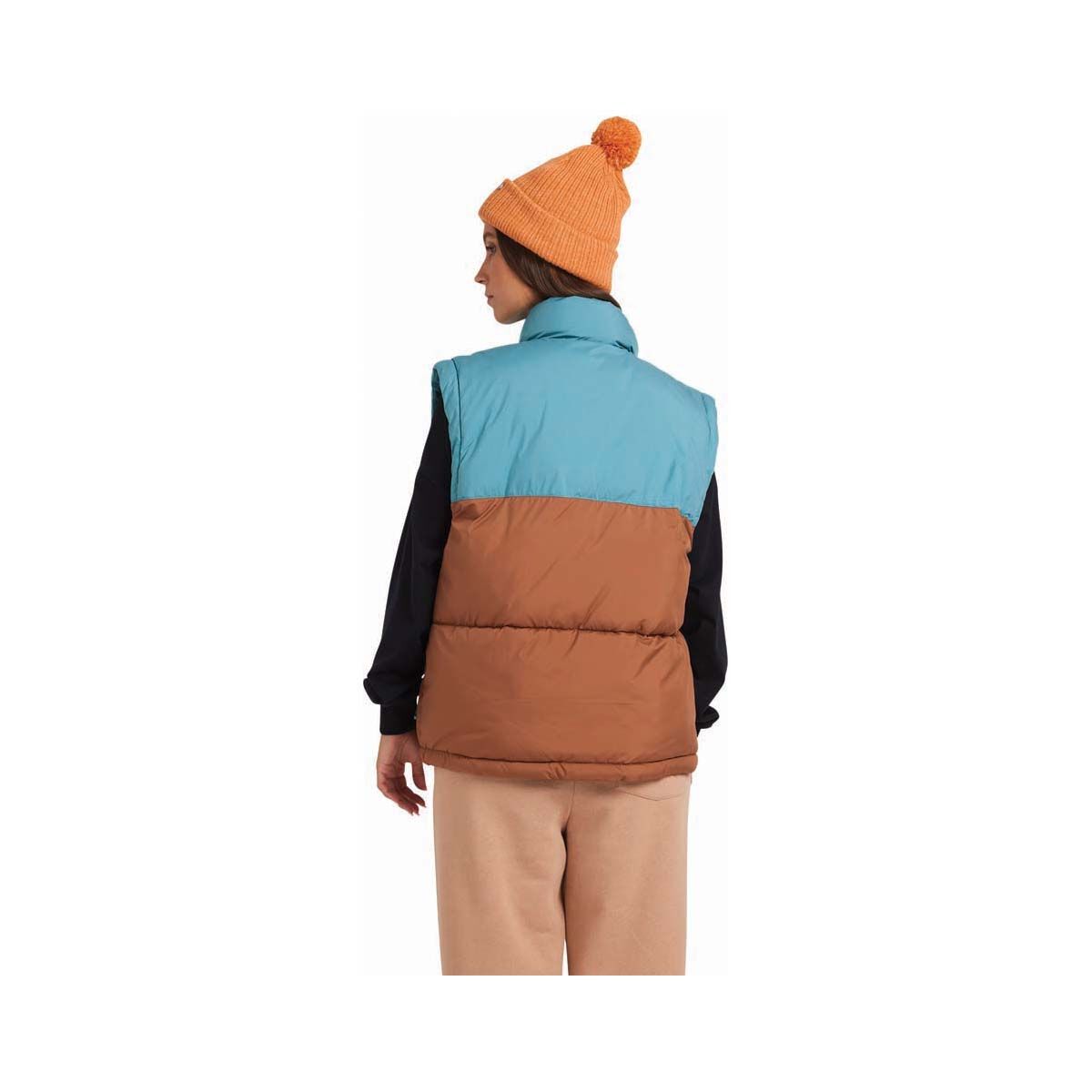 Quiksilver Lantern Puffer Vest for Women, Rawhide, bcf_hi-res