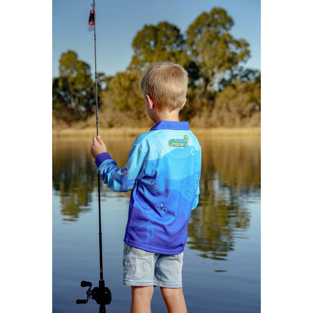BCF x OzFish Kids' Fishing Shirt, Blue, bcf_hi-res