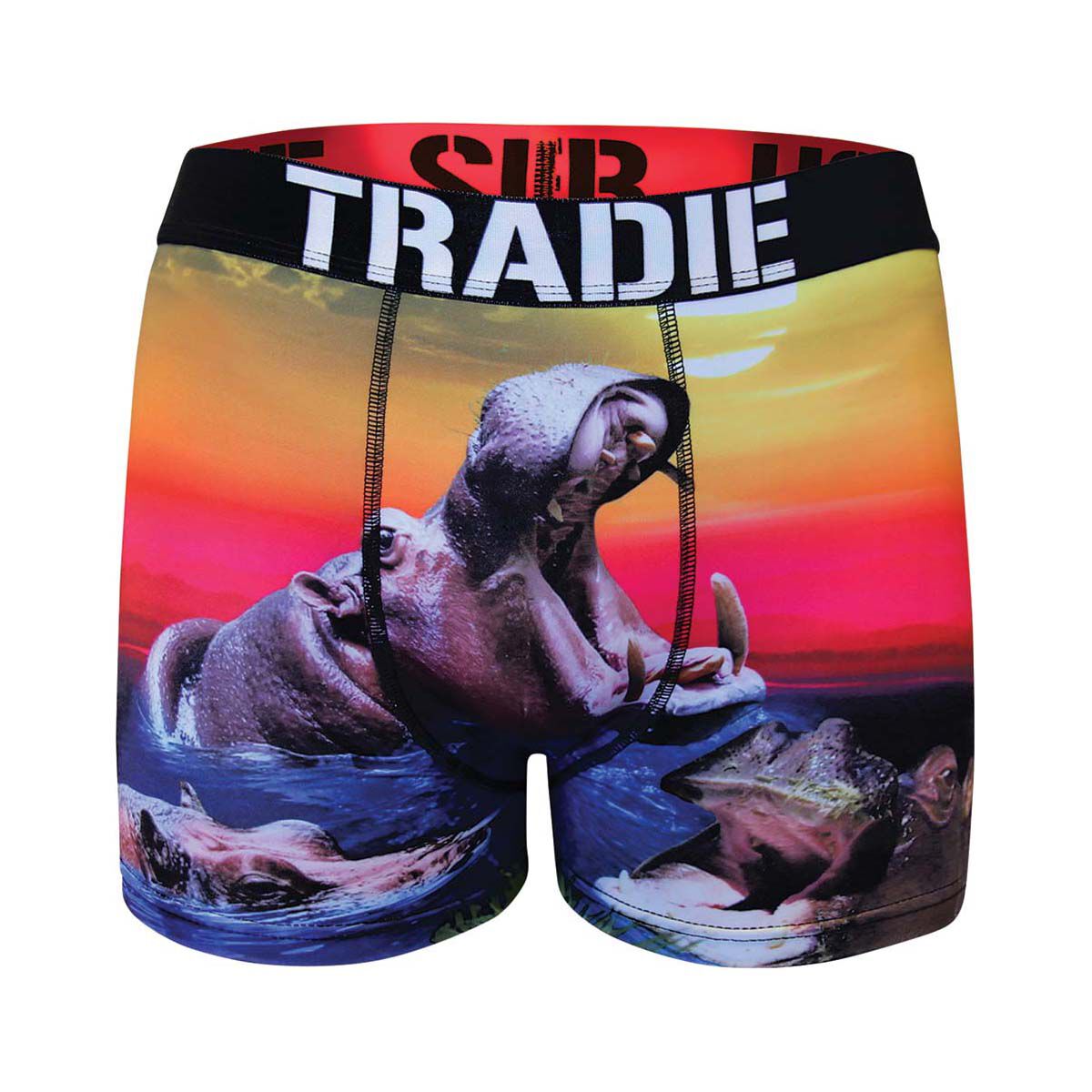 Tradie Men's Harry Hippo Trunk Print S, Print, bcf_hi-res