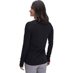 Macpac Women’s Ella 180 Merino Long Sleeve Shirt, True Black, bcf_hi-res