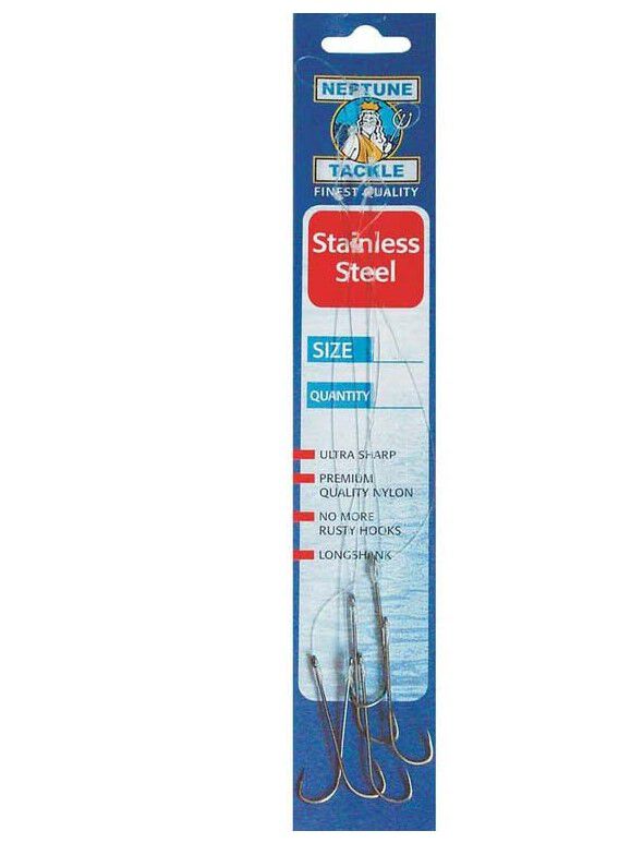 Neptune Snelled Stainless Steel Long Shank Hook Rig, , bcf_hi-res