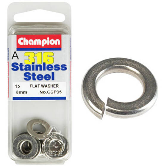 Champion Stainless Steel Flat Washers CSP35, 8mm 8mm 8mm, , bcf_hi-res