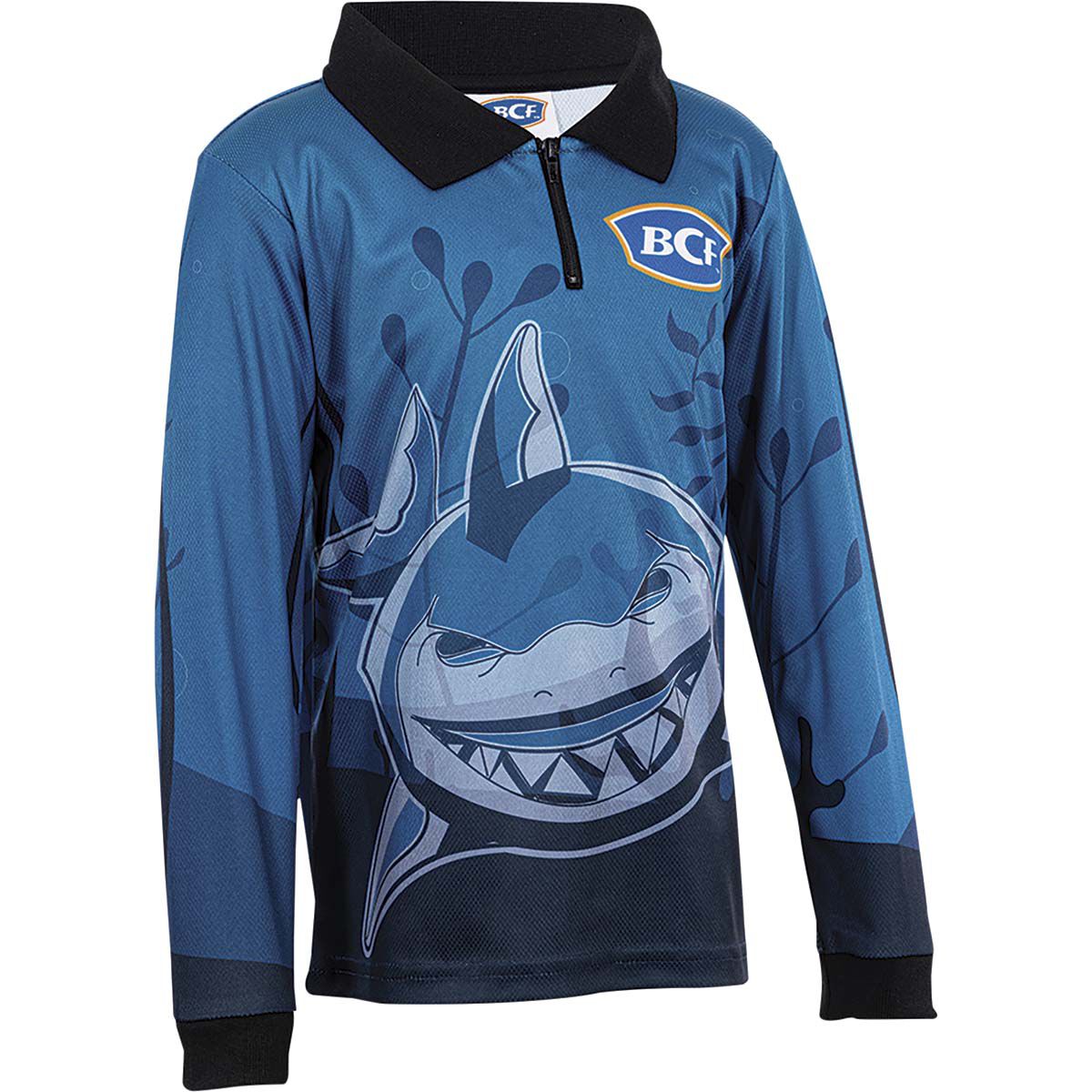 BCF Kids&rsquo; Happy Shark Fishing Shirt, Navy, bcf_hi-res