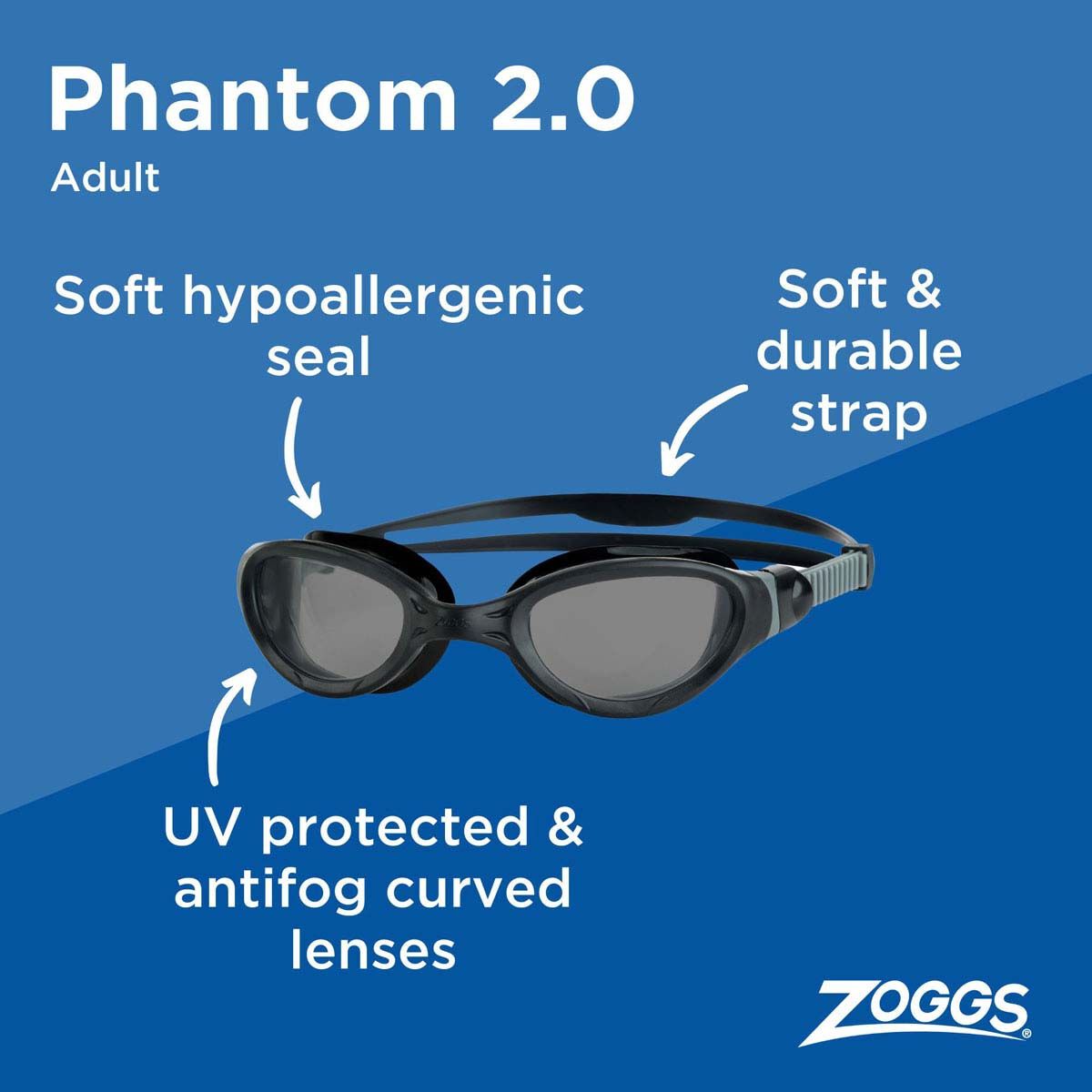 Zoggs Phantom 2.0 Adult Swim Goggles, , bcf_hi-res