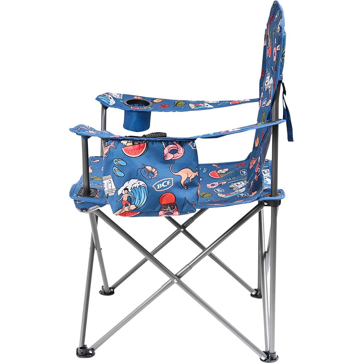 BCF Adults Printed Cooler Arm Camp Chair 120kg, , bcf_hi-res