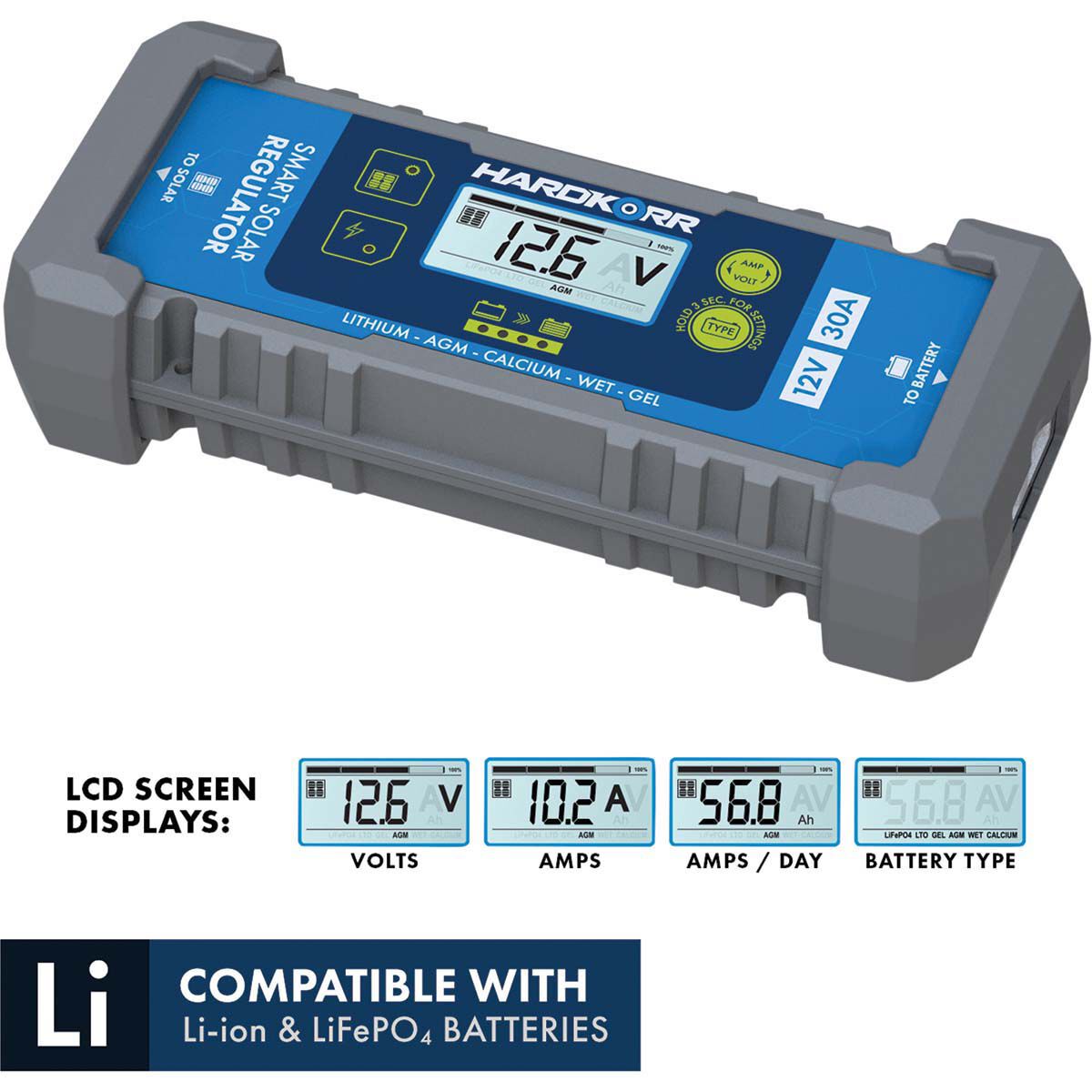HardKorr 30A 6 Stage PWM Solar Regulator, , bcf_hi-res