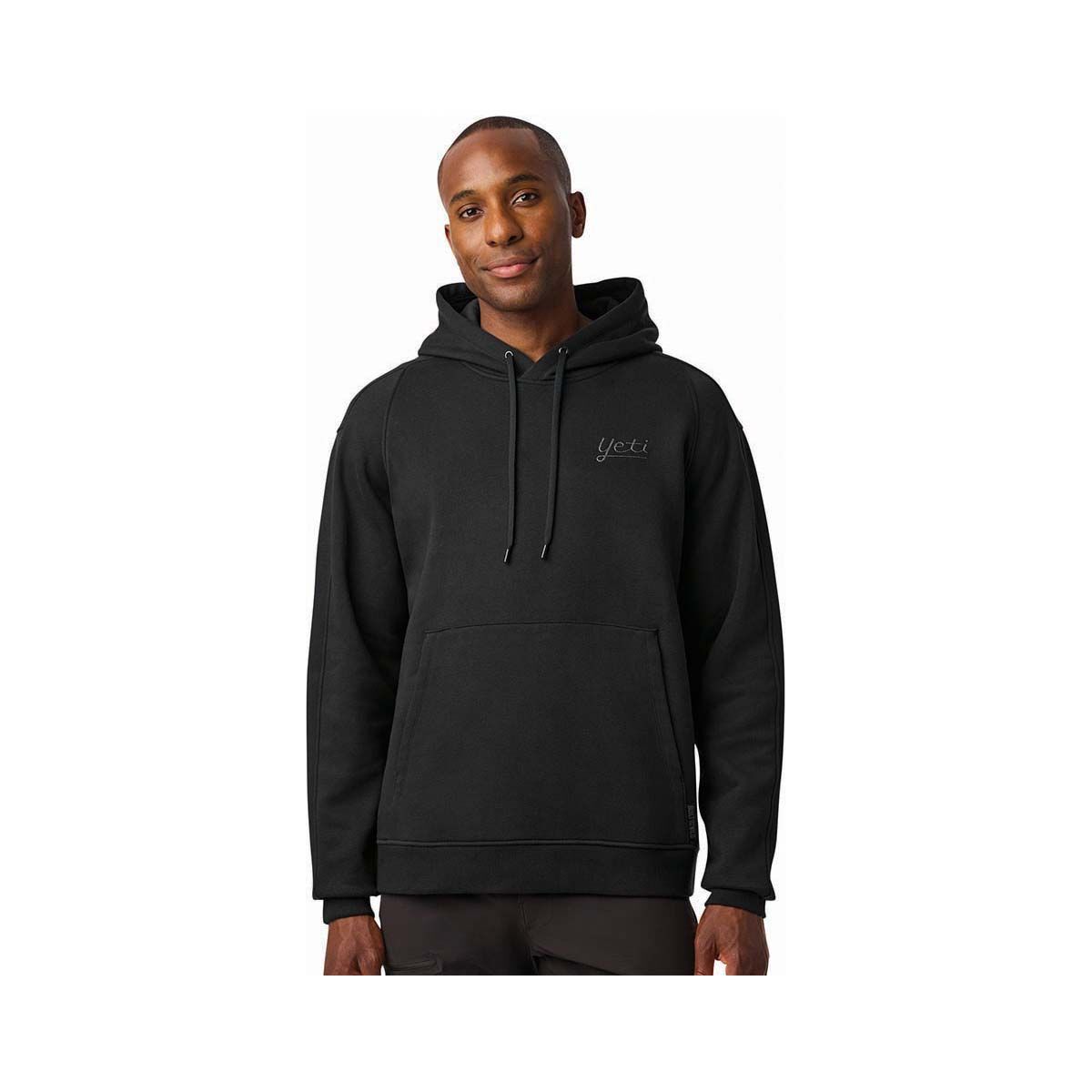 YETI&reg; Script Men's Built for the Wild Fleece Hoodie, Black, bcf_hi-res