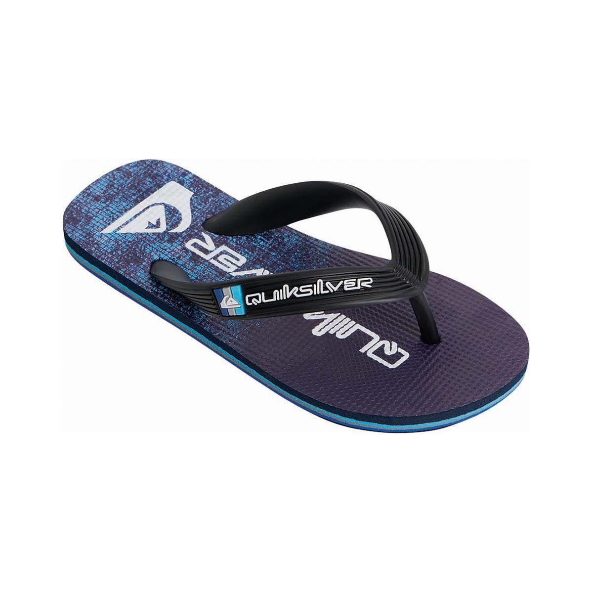 Quiksilver Kids&rsquo; Moncata Art Thongs Black / White / Blue 8, Black / White / Blue, bcf_hi-res