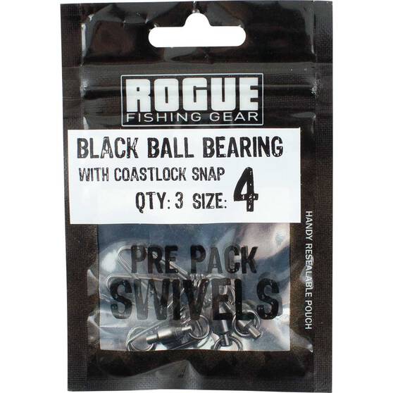 Rogue Black Ball Bearing Swivel with Coastlock Snap 3 Pack, , bcf_hi-res