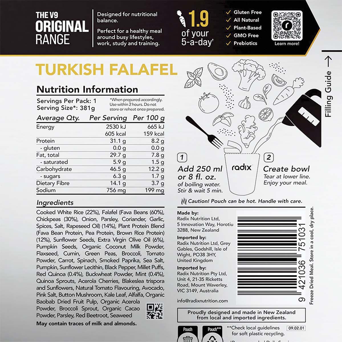 Radix Nutrition Freeze Dried Turkish Falafel Original 600kcal, , bcf_hi-res
