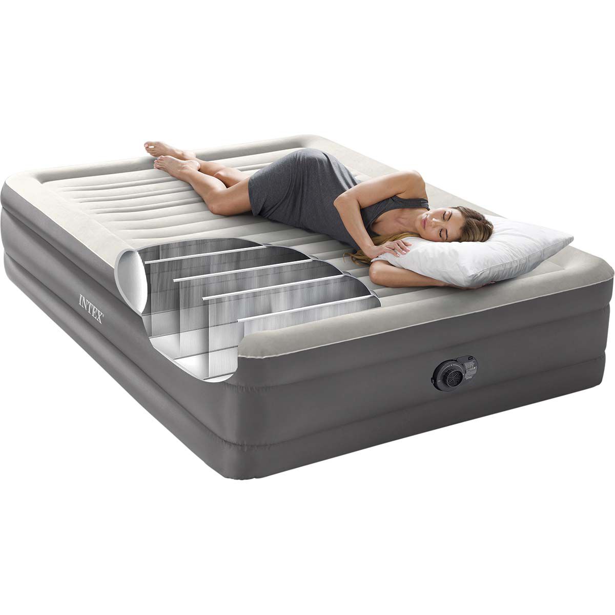 Intex TruAire&reg; Luxury Built-In Pump Queen Air Bed, , bcf_hi-res
