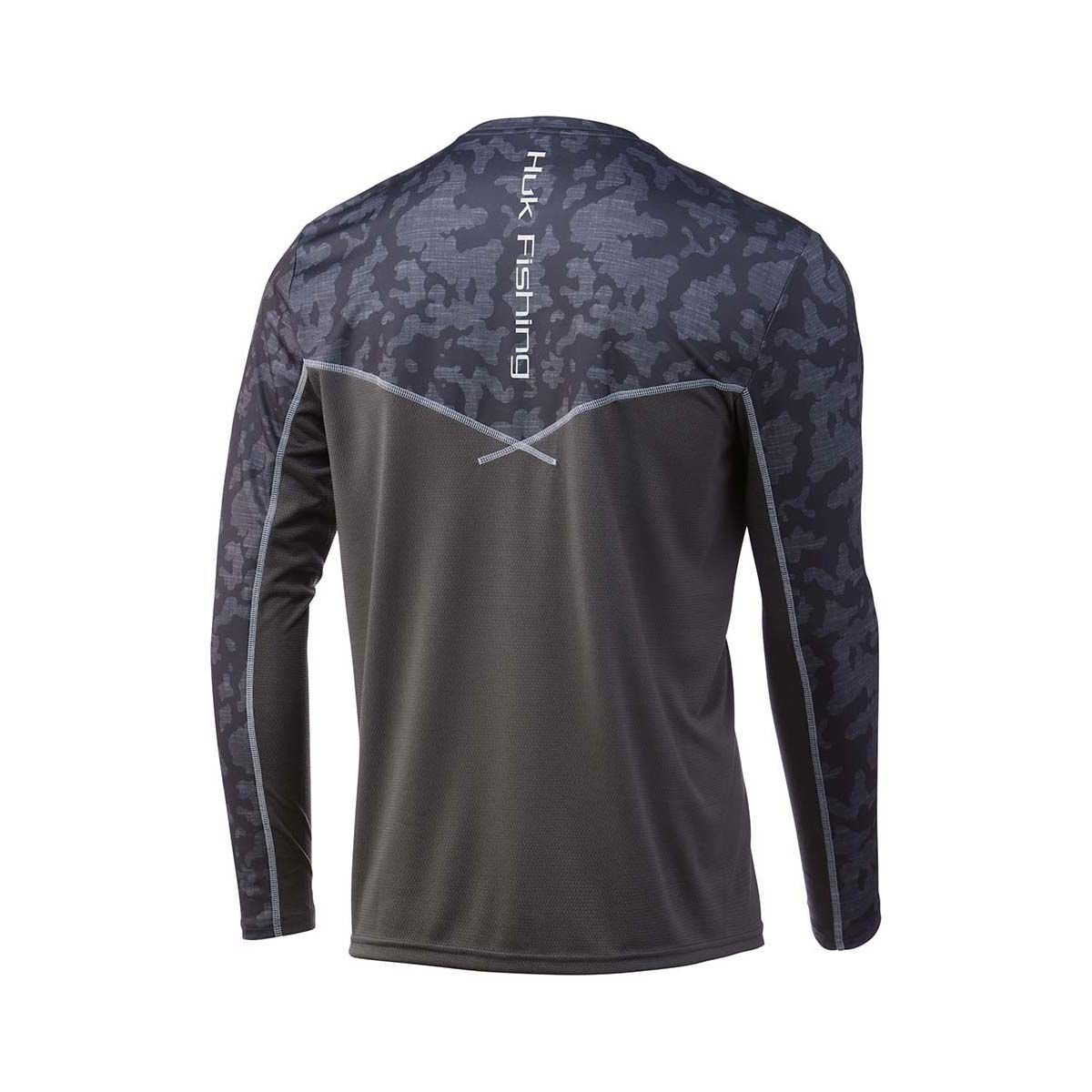 Huk Men's Running Lakes Icon X Long Sleeve Fishing Shirt Volcanic Ash S, Volcanic Ash, bcf_hi-res