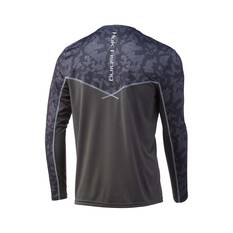 Huk Men's Running Lakes Icon X Long Sleeve Fishing Shirt Volcanic Ash S, Volcanic Ash, bcf_hi-res