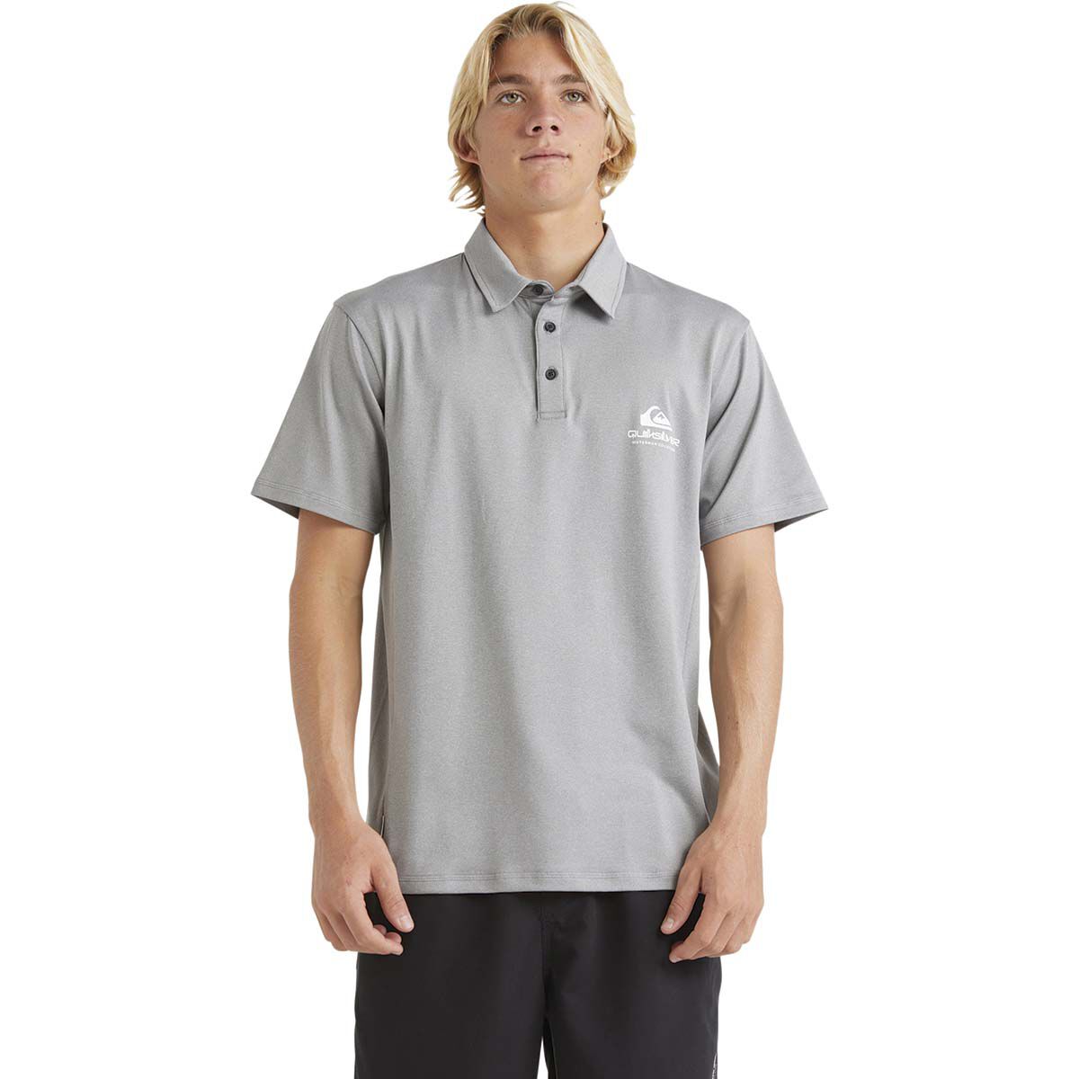 Quiksilver Men's Baitball Polo Rashie, Sharkskin, bcf_hi-res