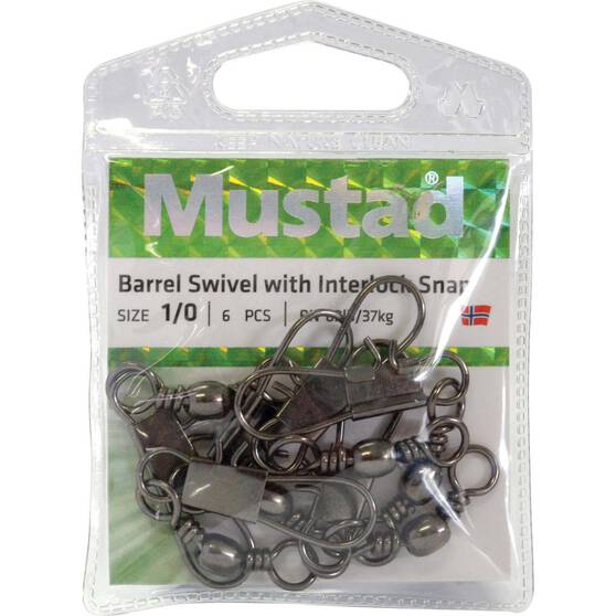 Mustad Barrel Black Inter Lock Swivel, , bcf_hi-res