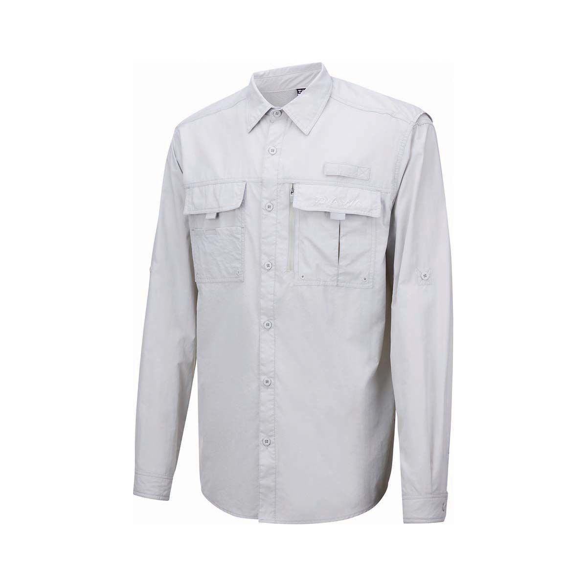 Daiwa Men&rsquo;s Long Sleeve Fishing Shirt, Grey, bcf_hi-res