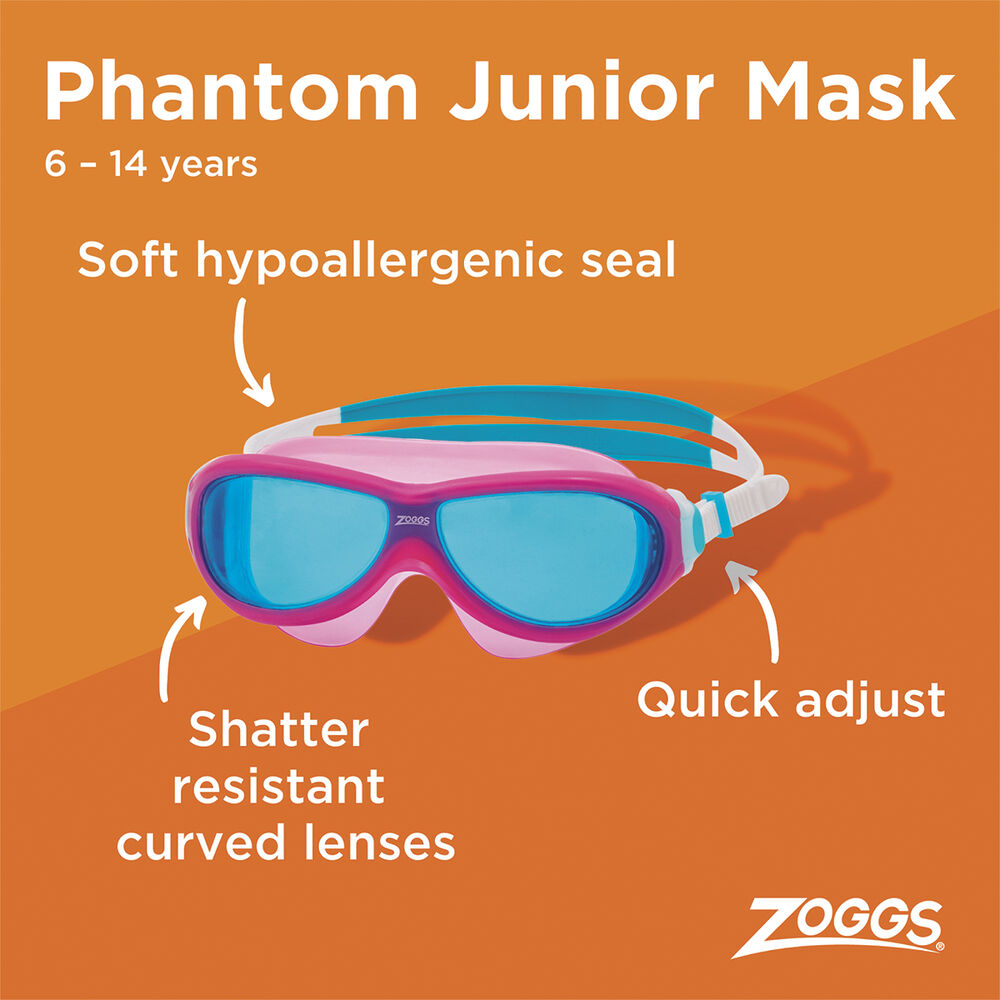 Zoggs Phantom Swimming Goggles Mask 6+ Years Pink BCF