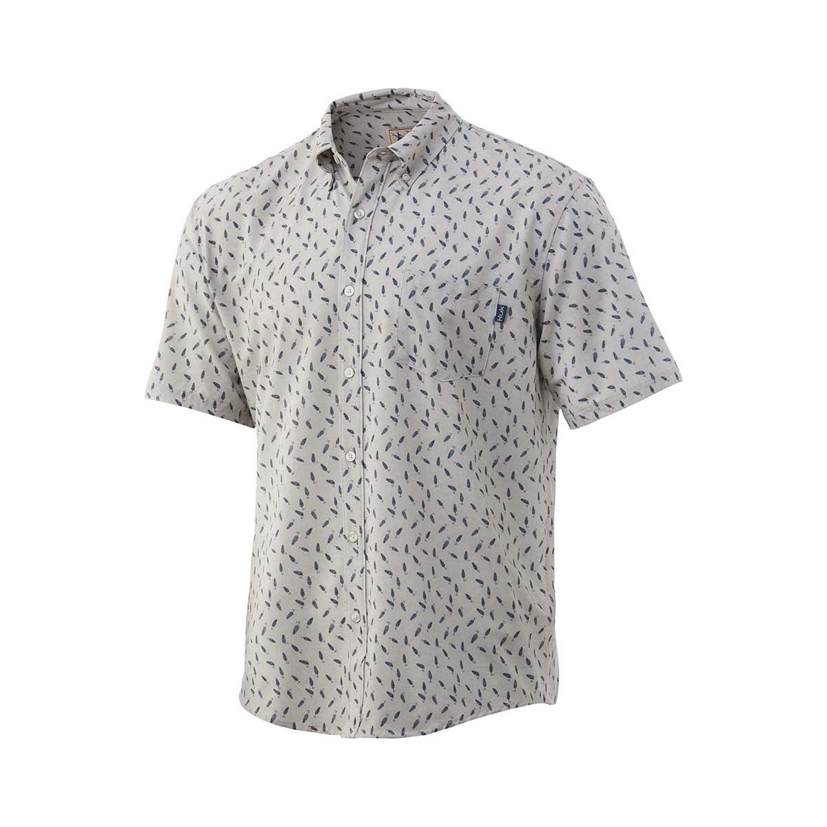 Huk Men's Kona Lure Short Sleeve Shirt Khaki S, Khaki, bcf_hi-res