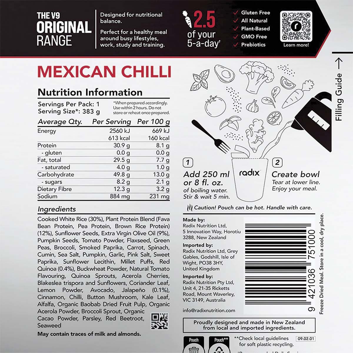 Radix Nutrition Freeze Dried Mexican Chilli Original 600kcal, , bcf_hi-res