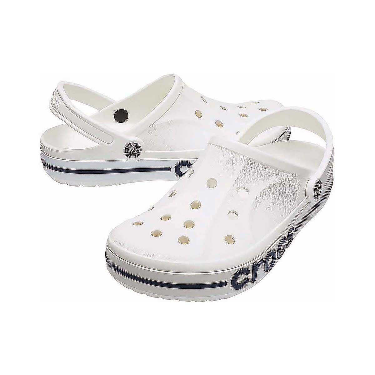 Crocs Unisex Bayaband Clogs White/Navy M4/W6, White/Navy, bcf_hi-res