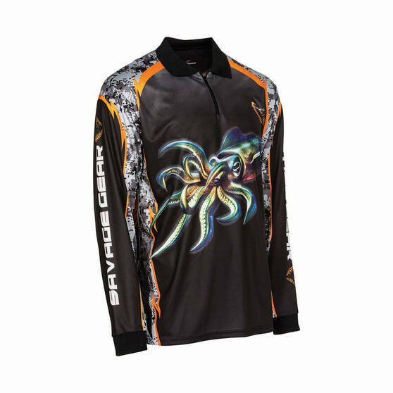 Savage Gear Men's Squid Fishing Shirt Black 2XL, Black, bcf_hi-res