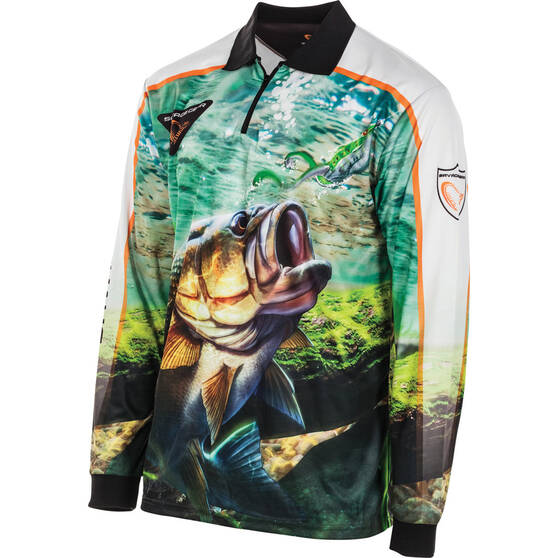 Savage Gear Men's Aus Bass Sublimated Polo, Green, bcf_hi-res